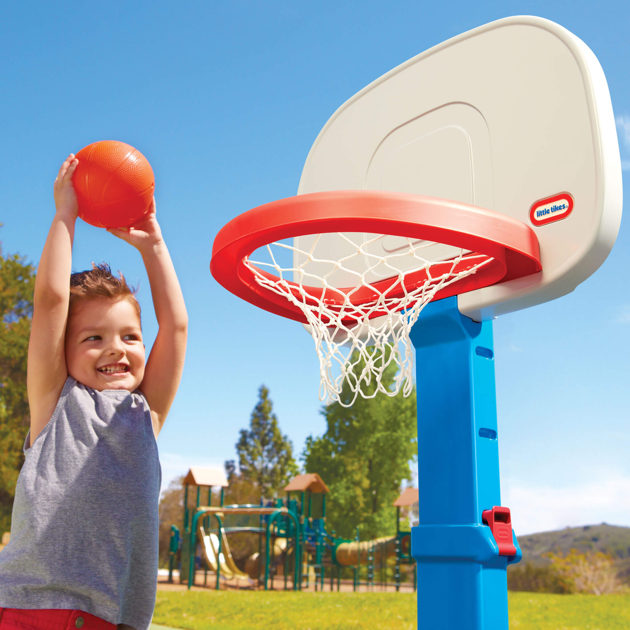 TotSports™ Easy Score™ Basketball Set - Height-Adjustable Basketball Set Designed for Early Basketball Practice and Active Play