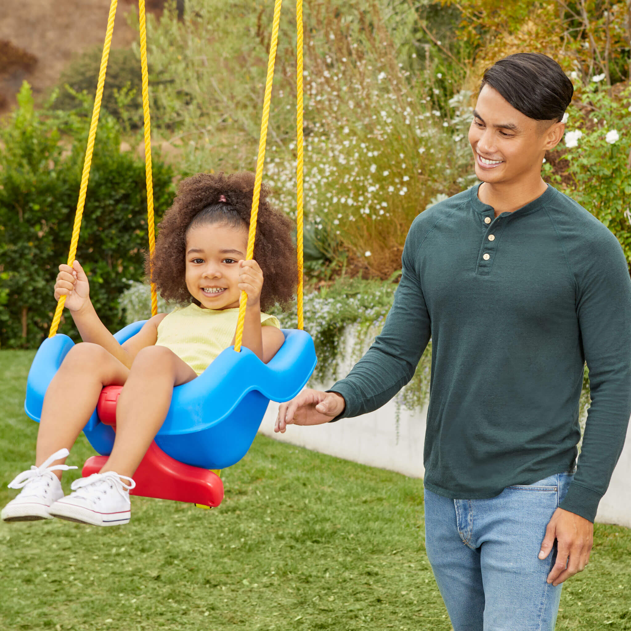 2-in-1 Snug 'n Secure™ Swing - Blue - 2-in-1 Blue Toddler Swing Designed for Growing Children's Backyard Play