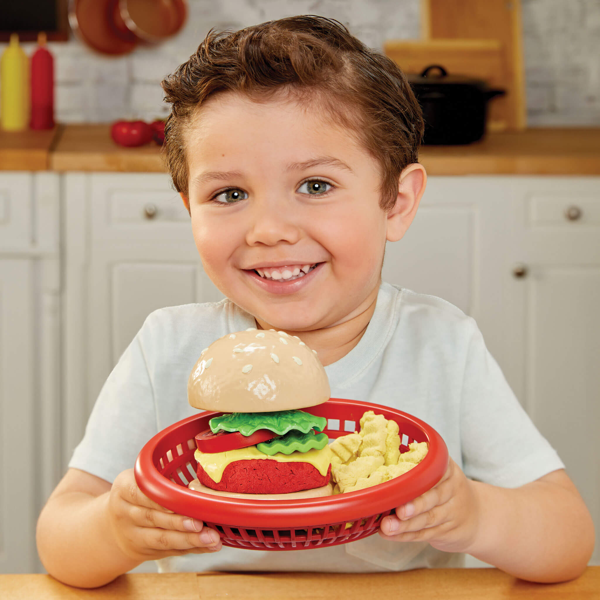 Creative Chefs™ Cheeseburger and Fries Kit - Creative Chefs Burger and Fries Kit Designed for Backyard Barbecue and Restaurant Role Play