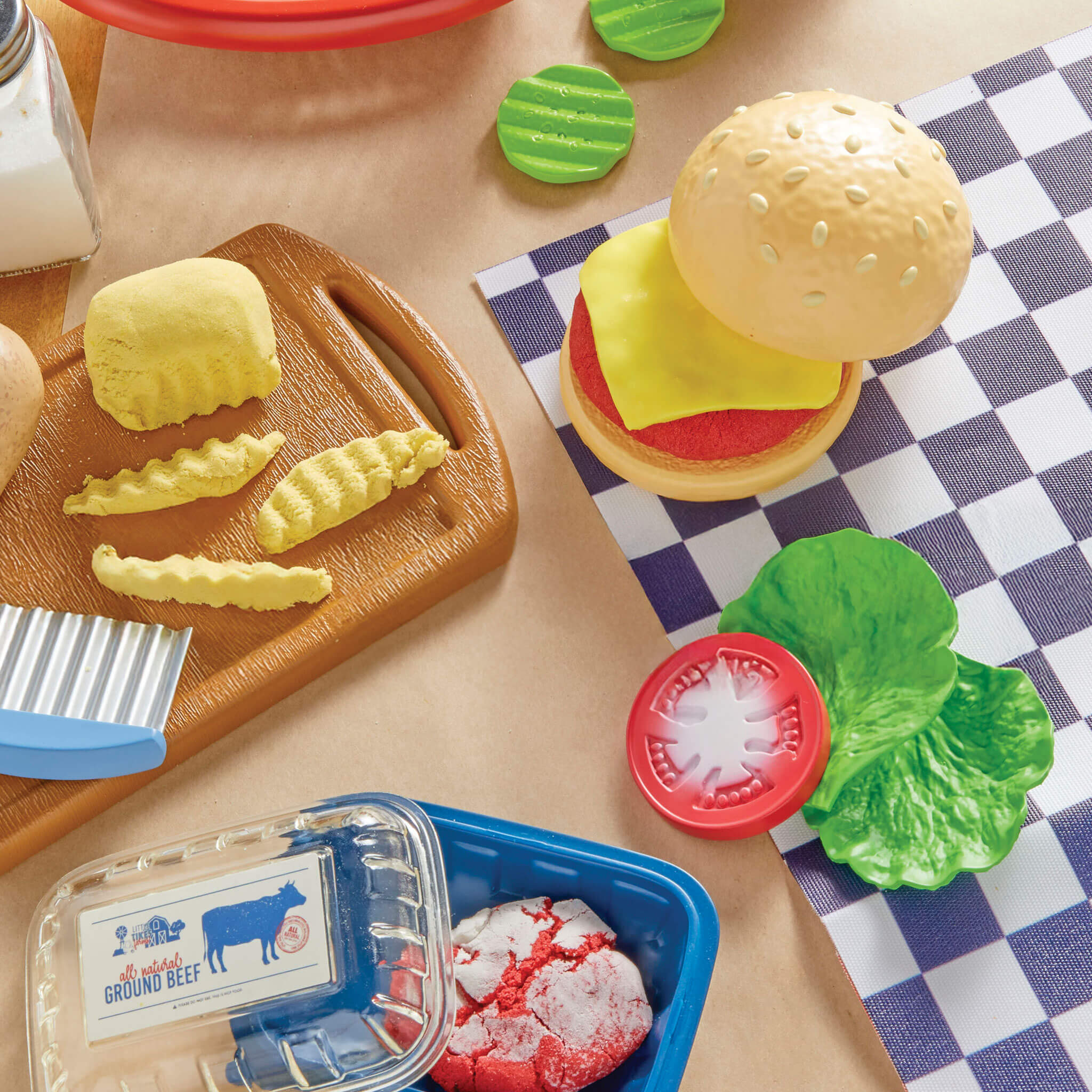 Creative Chefs™ Cheeseburger and Fries Kit - Creative Chefs Burger and Fries Kit Designed for Backyard Barbecue and Restaurant Role Play