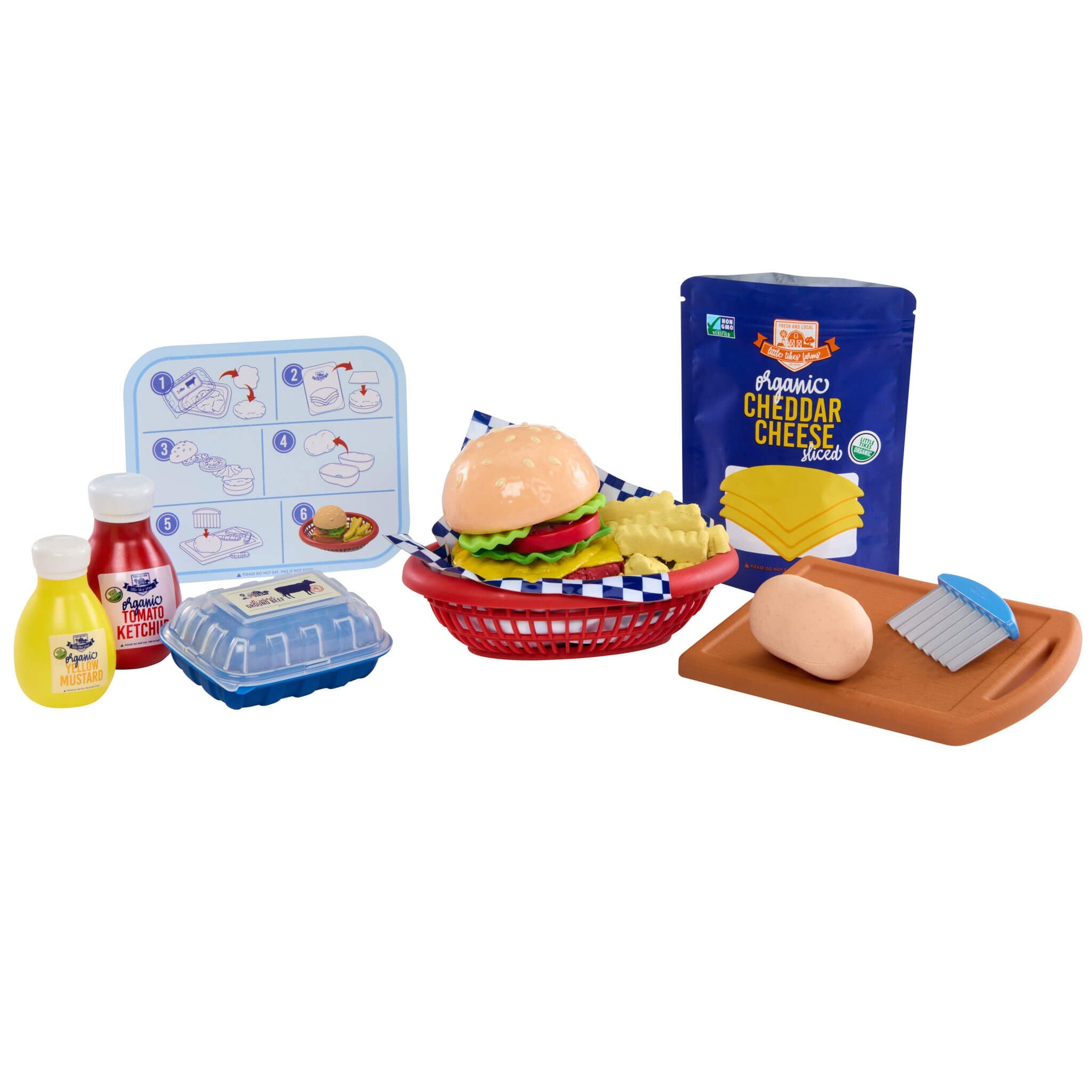 Creative Chefs™ Cheeseburger and Fries Kit - Creative Chefs Burger and Fries Kit Designed for Backyard Barbecue and Restaurant Role Play