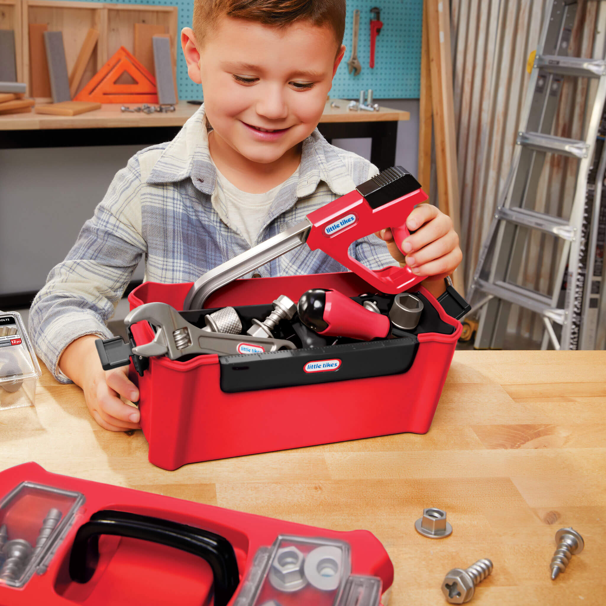 Creative Construction™ Tool Box Set - Creative Construction Tool Box Designed for Fixing, Building and Construction Role Play