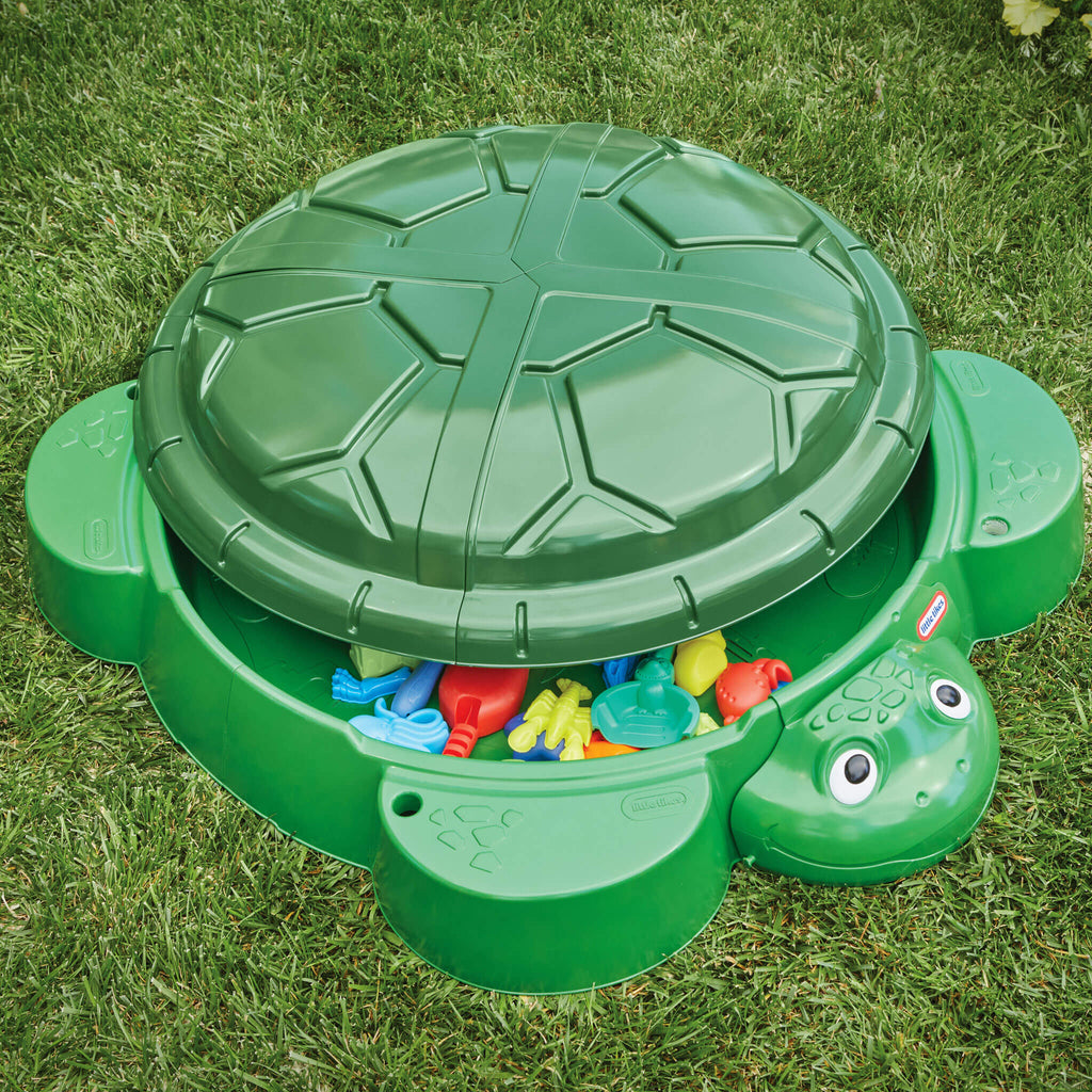 Turtle Sandbox - Turtle-Shaped Kids Sandbox Designed for Backyard Digging, Building and Sensory Play